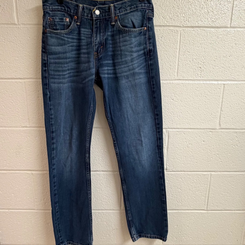 Levis Mens 514 Straight Fit Jeans 30x32 Blue Denim Whiskering Casual Medium Wash